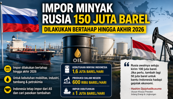 Wamen ESDM: Impor 150 Juta Barel Minyak dari Rusia Dilakukan Bertahap hingga 2026